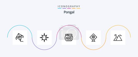 Illustration for Pongal Line 5 Icon Pack Including sun. landmark. water. giza. festival - Royalty Free Image