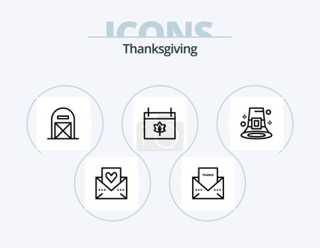 Illustration for Thanks Giving Line Icon Pack 5 Icon Design. lifestyle. celebration. meat. party. drink - Royalty Free Image