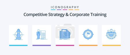 Illustration for Competitive Strategy And Corporate Training Blue 5 Icon Pack Including deadline. aim. meeting. task. plan. Creative Icons Design - Royalty Free Image