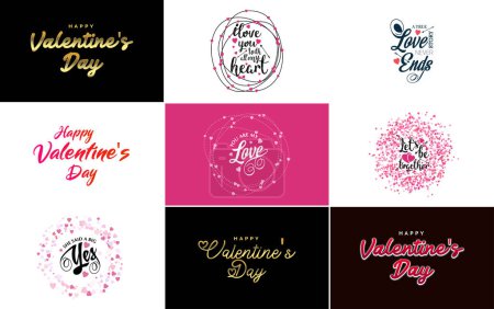 Ilustración de Happy Valentine's Day hand-drawn lettering vector illustration suitable for use in design of flyers. invitations. posters. brochures. and banners - Imagen libre de derechos