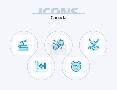 Illustration for Canada Blue Icon Pack 5 Icon Design. canada. gloves. ax. canada. alpine - Royalty Free Image