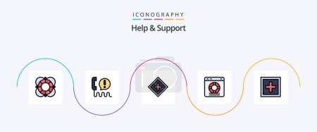 Ilustración de Help And Support Line Filled Flat 5 Icon Pack Including online. help. communication. support. increase - Imagen libre de derechos