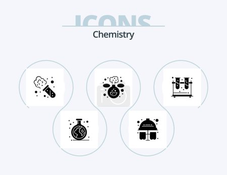 Téléchargez les illustrations : Chemistry Glyph Icon Pack 5 Icon Design. tubes. Expérience. chimie. chimie. expérience - en licence libre de droit