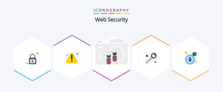 Illustration for Web Security 25 Flat icon pack including download. cyber. bomb. check. open - Royalty Free Image