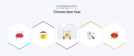 Illustration for Chinese New Year 25 Flat icon pack including . lamp. asian. holidays. music - Royalty Free Image