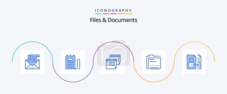 Illustration for Files And Documents Blue 5 Icon Pack Including data. archive. payment. reminder. paper - Royalty Free Image