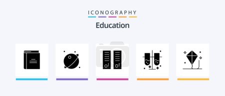 Illustration for Education Glyph 5 Icon Pack Including laboratory test tubes. lab test tubes. space. sport room. lockers room. Creative Icons Design - Royalty Free Image