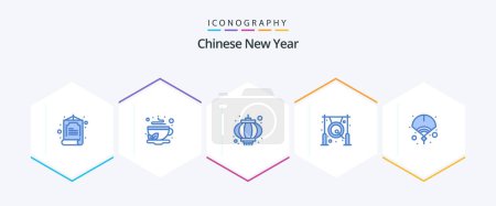 Illustration for Chinese New Year 25 Blue icon pack including chinese. gong. chinese. chinese. asian - Royalty Free Image
