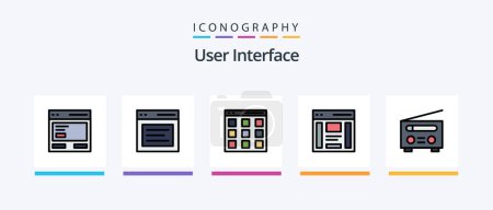 Téléchargez les illustrations : User Interface Line Filled 5 Icon Pack Including brightness. user. user. settings. communication. Creative Icons Design - en licence libre de droit