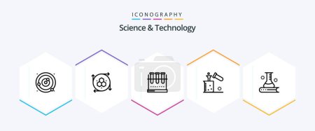 Illustration for Science And Technology 25 Line icon pack including test tube. science. modeling tool. chemical. lab glassware - Royalty Free Image