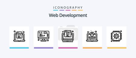 Ilustración de Web Development Line 5 Icon Pack Incluyendo el desarrollo. almacenamiento. desarrollo. servidor. datos. Diseño de iconos creativos - Imagen libre de derechos
