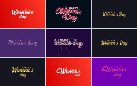 Photo for Abstract Happy Women's Day logo with a women's face and love vector logo design in pink and black colors - Royalty Free Image