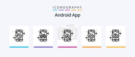 Illustration for Android App Line 5 Icon Pack Including storage. document. globe. back. volume. Creative Icons Design - Royalty Free Image