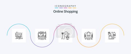 Illustration for Online Shopping Line 5 Icon Pack Including online. online shopping. shipping. ecommerce - Royalty Free Image