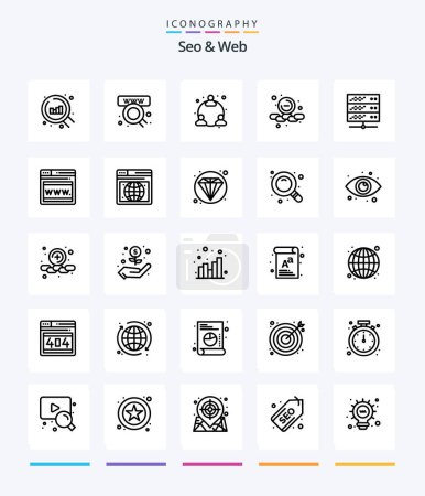 Illustration for Creative Seo & Web 25 OutLine icon pack  Such As web. network server. user. hosting. smaller - Royalty Free Image