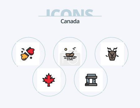 Téléchargez les illustrations : Canada Line Filled Icon Pack 5 Icon Design. government. canada. river. scandinavia. canada - en licence libre de droit