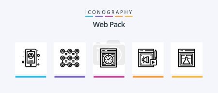 Illustration for Web Pack Line 5 Icon Pack Including video. web blogging. click. blogging. blog mobile. Creative Icons Design - Royalty Free Image