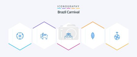 Illustration for Brazil Carnival 25 Blue icon pack including . circus. venetian. cycle. write - Royalty Free Image