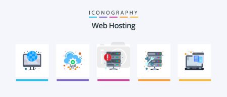 Illustration for Web Hosting Flat 5 Icon Pack Including setting. hosting. services. admin. service. Creative Icons Design - Royalty Free Image