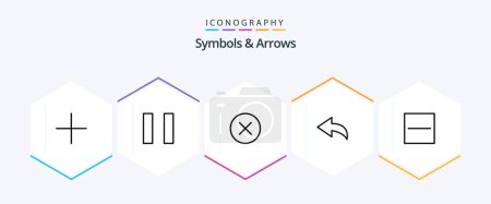 Illustration for Symbols and Arrows 25 Line icon pack including . undo. minus - Royalty Free Image