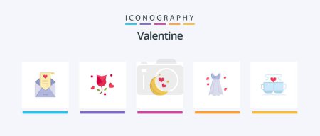 Illustration for Valentine Flat 5 Icon Pack Including moon. day. rose. valentines. valentine. Creative Icons Design - Royalty Free Image