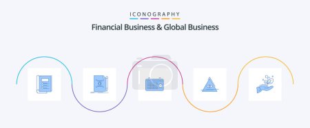 Illustration for Financial Business And Global Business Blue 5 Icon Pack Including triangle. illuminati. create. eye. year - Royalty Free Image