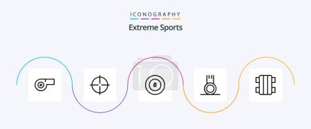 Ilustración de Sport Line 5 Icon Pack Incluido. patineta. Deporte. juego. deporte - Imagen libre de derechos