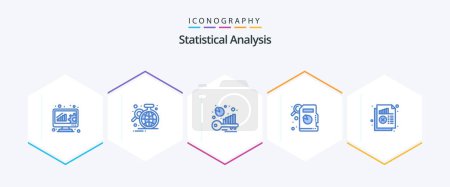 Illustration for Statistical Analysis 25 Blue icon pack including chart. document. statistic. statistical analysis. keyword analysis - Royalty Free Image