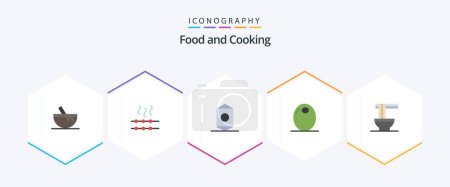 Téléchargez les illustrations : Food 25 Flat icon pack including noodles. chinese. food. vegetable. food - en licence libre de droit
