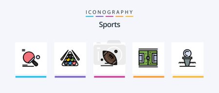 Téléchargez les illustrations : Sports Line Filled 5 Icon Pack Including winter. hockey. gym. lifting. fitness. Creative Icons Design - en licence libre de droit