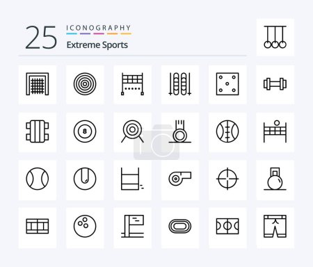 Téléchargez les illustrations : Sport 25 Line icon pack including sport. game. finish. dice. sky - en licence libre de droit