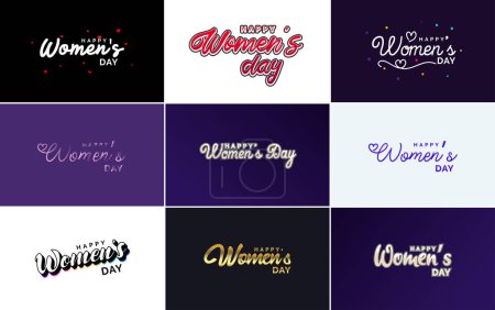 Téléchargez les illustrations : Abstract Happy Women's Day logo with a women's face and love vector logo design in shades of purple - en licence libre de droit