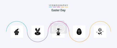 Ilustración de Easter Glyph 5 Icon Pack Including easter. sign. decoration. holiday. egg - Imagen libre de derechos