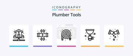 Illustration for Plumber Line 5 Icon Pack Including plumbing. screwdriver. mechanical. plumbing. mechanical. Creative Icons Design - Royalty Free Image