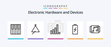 Ilustración de Devices Line 5 Icon Pack Including headset. audio. piano. electricity. charging. Creative Icons Design - Imagen libre de derechos