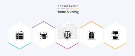 Illustration for Home And Living 25 Glyph icon pack including . living. living. home. living - Royalty Free Image