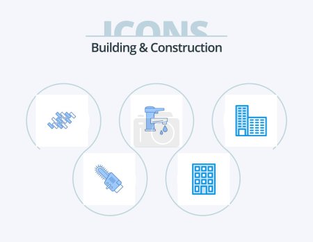 Ilustración de Building And Construction Blue Icon Pack 5 Icon Design. drop. water. repair. tap. tapwater - Imagen libre de derechos