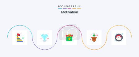 Ilustración de Motivación Flat 5 Icon Pack Incluyendo cronómetro. Planta. Un regalo. crecimiento. sorpresa - Imagen libre de derechos