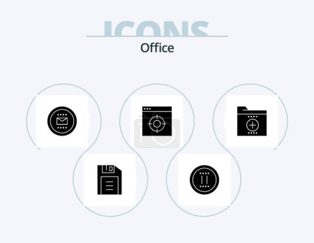 Ilustración de Oficina Glyph Icon Pack 5 Diseño de iconos. documentos. objetivo. Trabajo. oficina. aplicación - Imagen libre de derechos