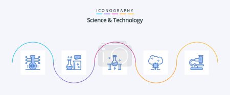 Illustration for Science And Technology Blue 5 Icon Pack Including cloud networking. cloud based services. lab equipment. science lab. science - Royalty Free Image