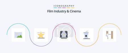 Illustration for Cenima Flat 5 Icon Pack Including editing. cinematography. cinema. cinema. disposable cup - Royalty Free Image