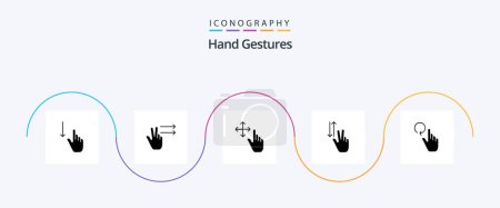 Ilustración de Hand Gestures Glyph 5 Icon Pack Including finger. down. finger. up. gestures - Imagen libre de derechos