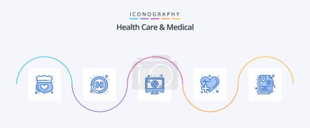 Illustration for Health Care And Medical Blue 5 Icon Pack Including health. heart. medical. medical. health - Royalty Free Image