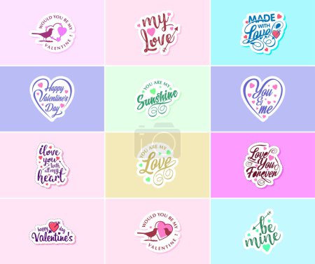Illustration for Express Your Love with Valentine's Day Typography and Graphics Stickers - Royalty Free Image