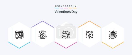 Ilustración de Día de San Valentín 25 Paquete de iconos de línea incluyendo café. romance. romance. Amor. boda - Imagen libre de derechos