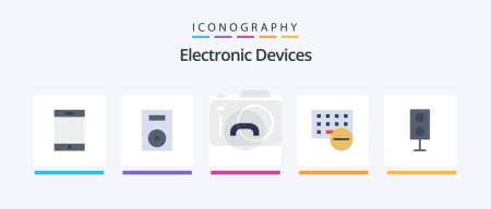 Ilustración de Devices Flat 5 Icon Pack Including electronics. keyboard. decline. hardware. devices. Creative Icons Design - Imagen libre de derechos