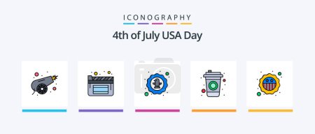 Illustration for Usa Line Filled 5 Icon Pack Including . movies. states. cinema. landmark. Creative Icons Design - Royalty Free Image