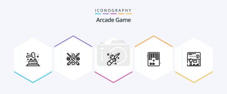 Illustration for Arcade 25 Line icon pack including . . fun. game. pacman - Royalty Free Image