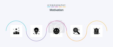 Illustration for Motivation Glyph 5 Icon Pack Including copy. target. great idea. search. heart eyes - Royalty Free Image