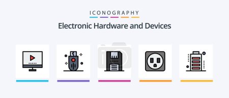 Ilustración de Devices Line Filled 5 Icon Pack Including products. electronics. level. disc. technology. Creative Icons Design - Imagen libre de derechos